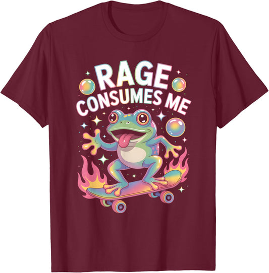 Cute Frog Rage Consumes Me T Shirt T-Shirt - T-Shirt | Maroon