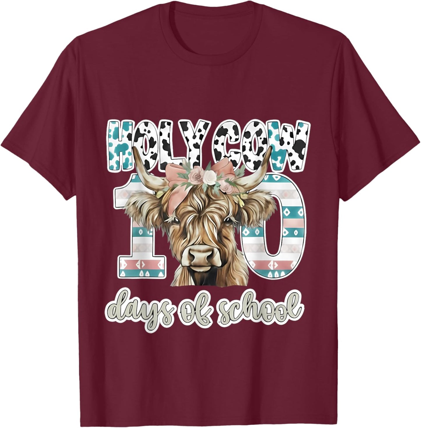Holy Cow 100 Days of School 100th Day Smarter Teacher Kids T-Shirt - T-Shirt | Maroon