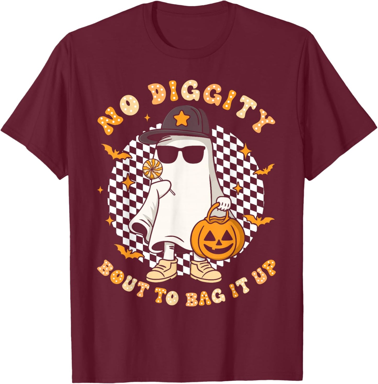 Halloween Ghost No Diggity Bout to Bag it Up Toddler Kids T-Shirt - T-Shirt | Maroon