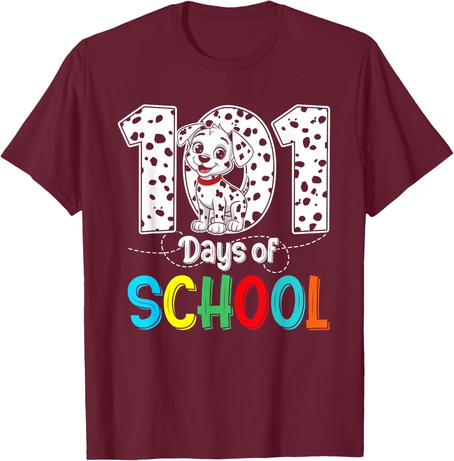 Happy 101 Days School Cute Dog 100 Days Smarter Student Kids T-Shirt - T-Shirt | Maroon