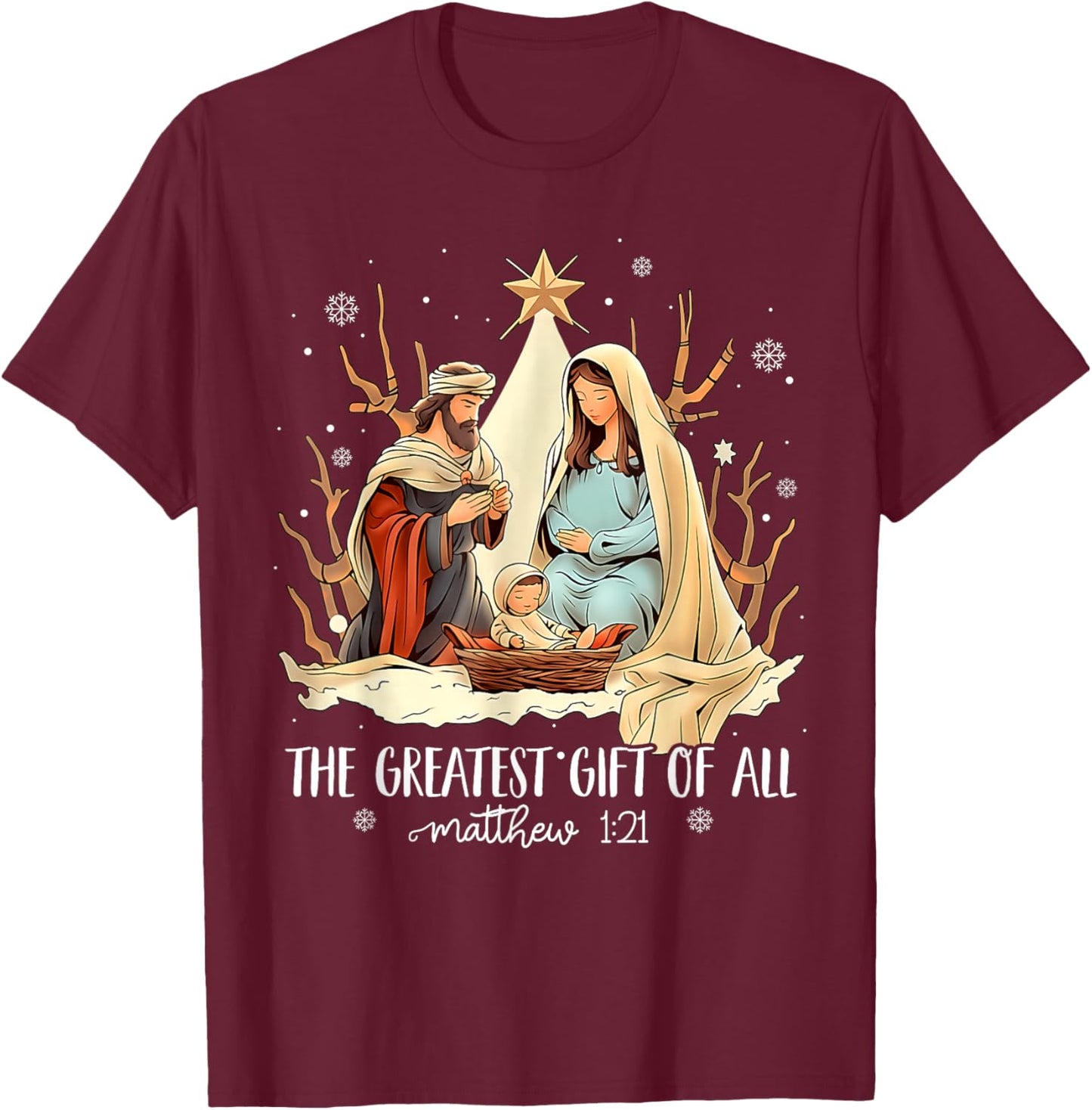 The Greatest Gift All Christmas Nativity Jesus Christian T-Shirt - T-Shirt | Maroon