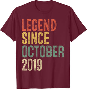 Legend October 2019 6th Birthday Boy Girl 6 Year Old T-Shirt - T-Shirt | Maroon