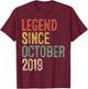 Legend October 2019 6th Birthday Boy Girl 6 Year Old T-Shirt - T-Shirt | Maroon