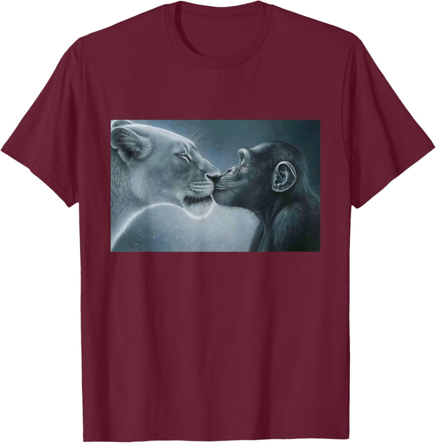 Lion Yelling Monkey Meme Rage Bait T-Shirt - T-Shirt | Maroon