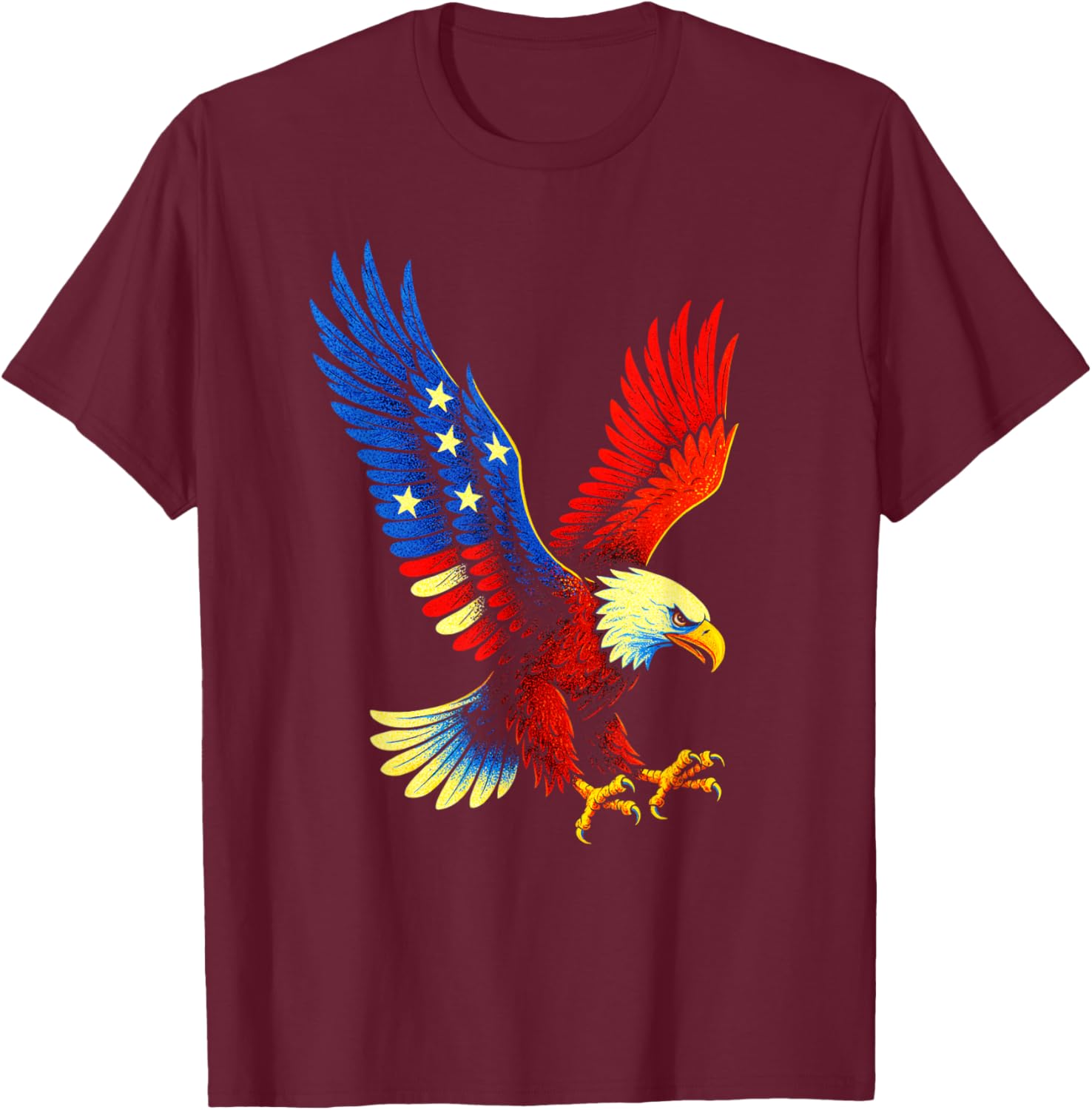 Bald Eagle - Patriotic American Flag Design T-Shirt - T-Shirt | Maroon