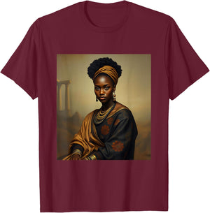 Black Melanated Mona Lisa African American History Month T-Shirt - T-Shirt | Maroon
