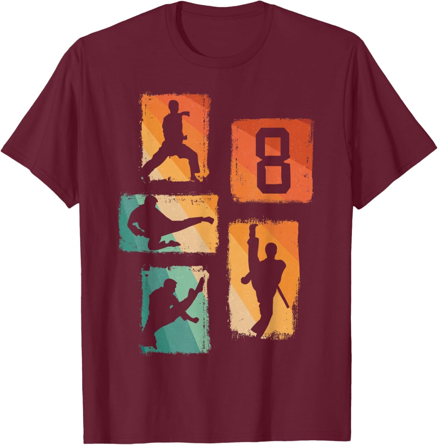 8th Birthday Karate Taekwondo 8 Years Old Boy Martial Arts T-Shirt - T-Shirt | Maroon