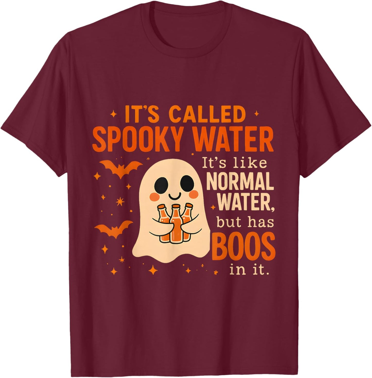 Cute Spooky Water Ghost Pun Funny Halloween Boo T-Shirt - T-Shirt | Maroon