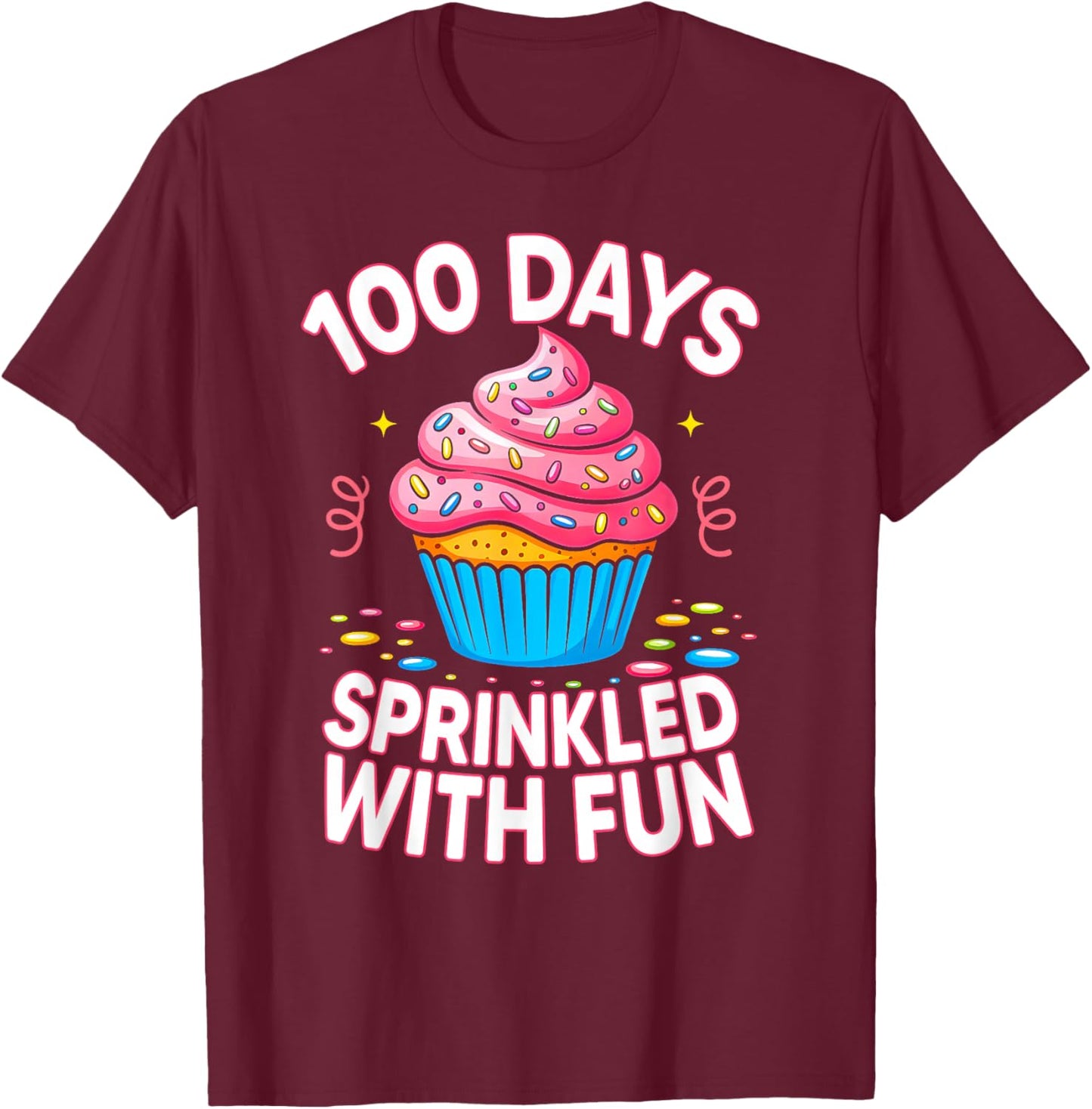 100 Days Sprinkled with Fun Donut Girls Kids 100th Day T-Shirt - T-Shirt | Maroon