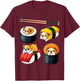 Sushi English Bulldog Funny T-Shirt - T-Shirt | Maroon