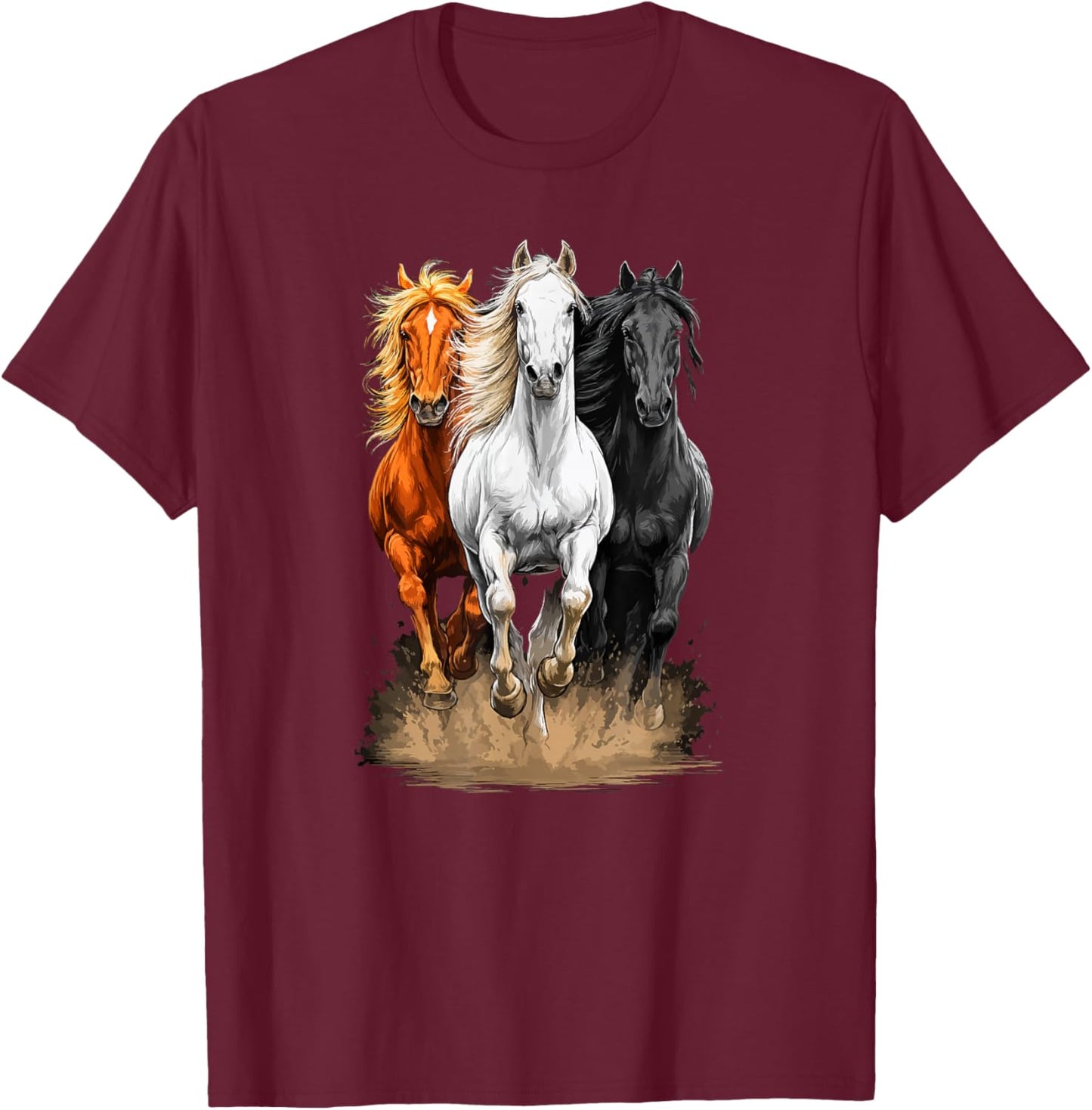 Wild Horses | Equestrian & Western Country Style T-Shirt - T-Shirt | Maroon