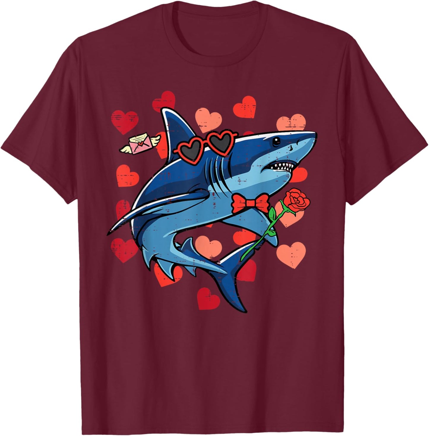 Shark Valentines Day Valentine Kids Toddler Boys Youth T-Shirt - T-Shirt | Maroon