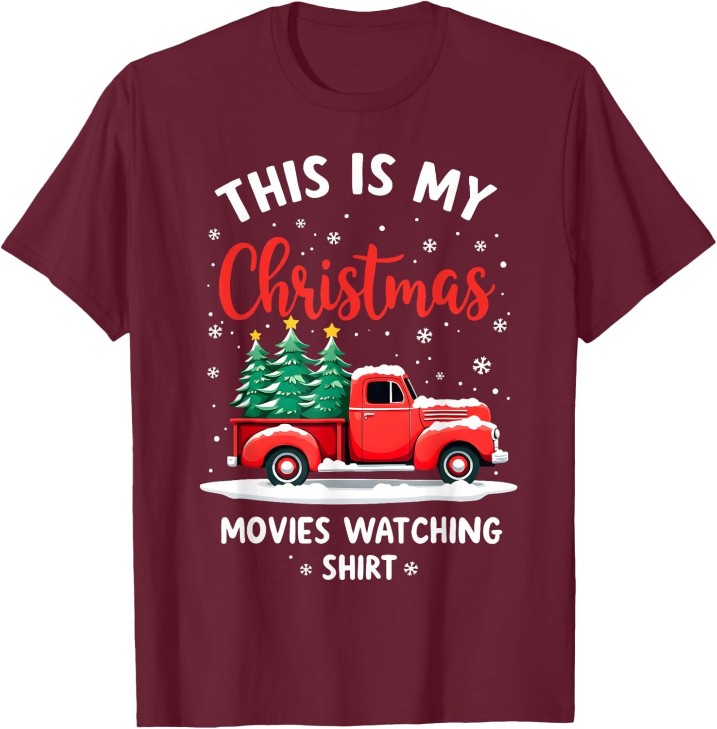 This is My Christmas Movie Watching Shirt Vintage Red Truck T-Shirt - T-Shirt | Maroon