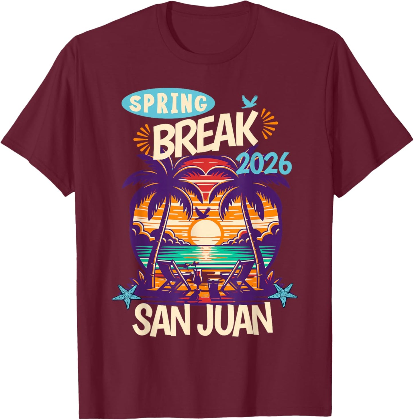 San Juan 2026 Family Spring Break Caribbean Island Vacation T-Shirt - T-Shirt | Maroon