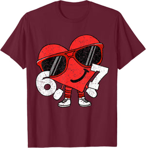 Funny Valentines Heart 67 Six Seven Boys Kids Teens T-Shirt - T-Shirt | Maroon