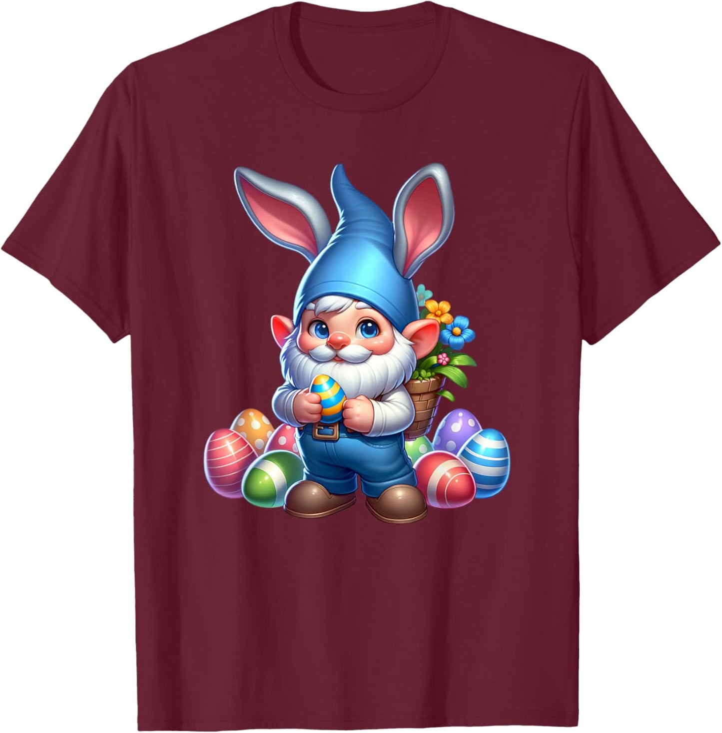 Easter Bunny Gnome T-Shirt - T-Shirt | Maroon