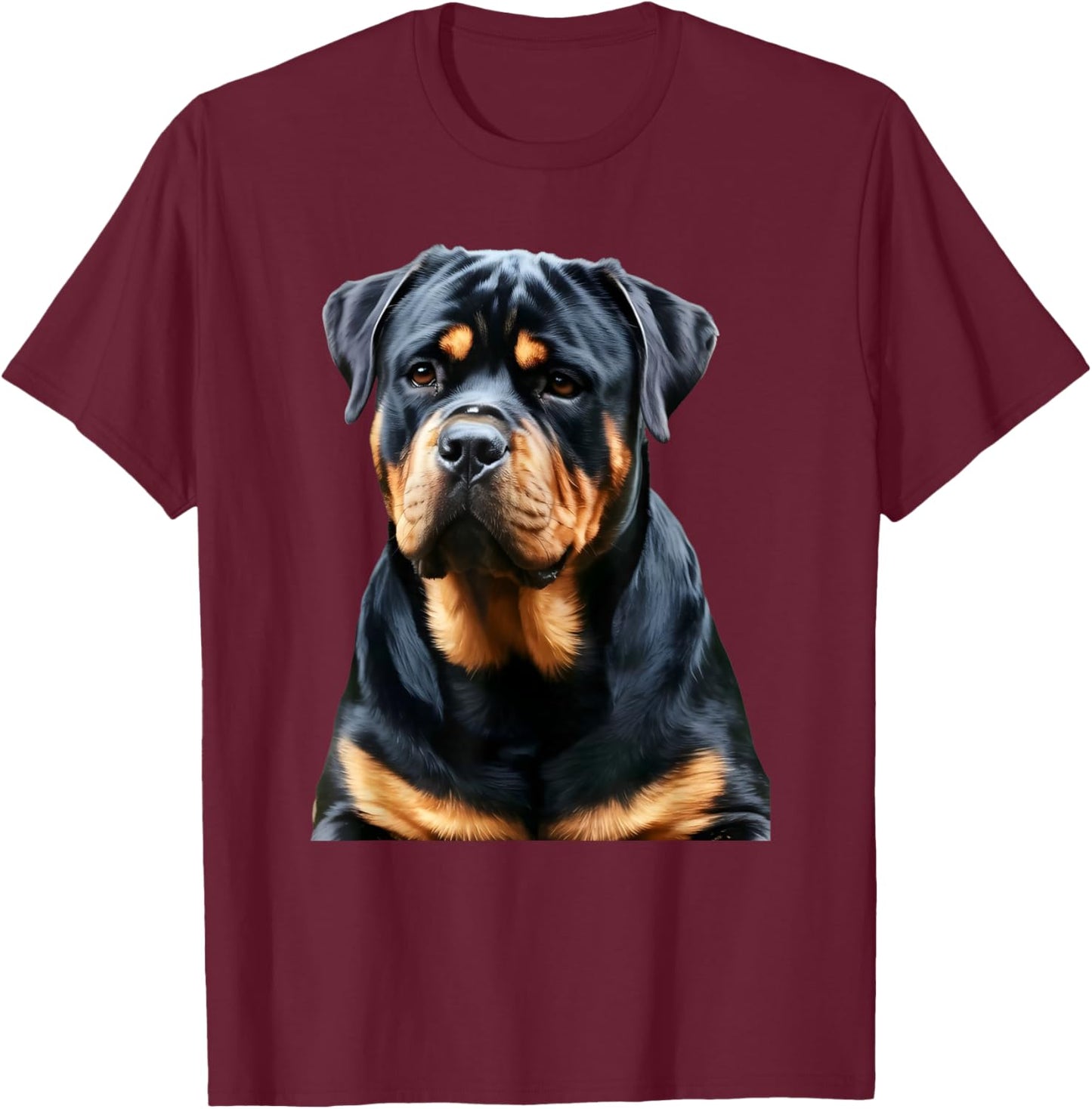 Realistic Rottweiler Dog Portrait for Dog Lovers T-Shirt - T-Shirt | Maroon