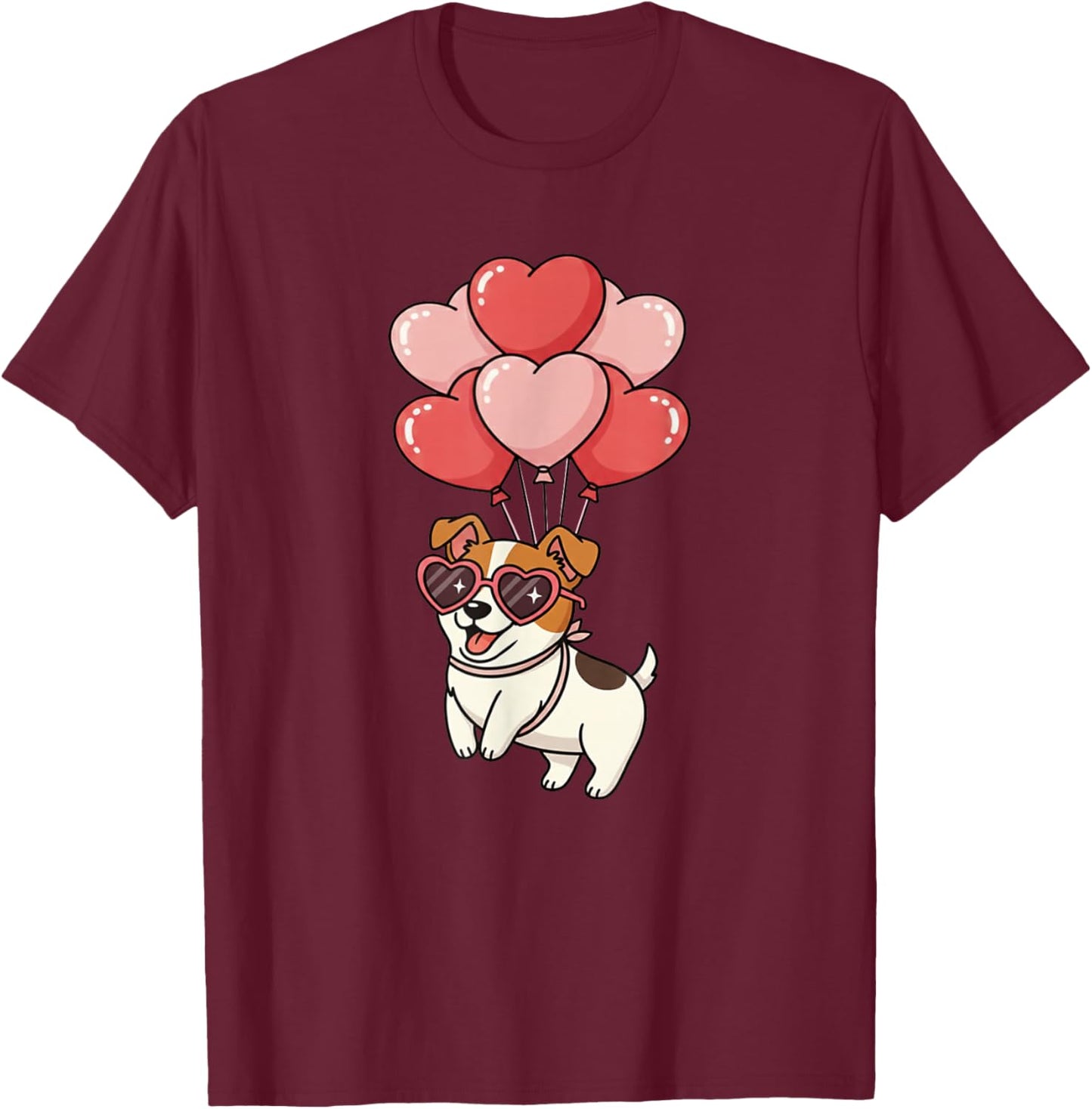 Valentines Day Heart Balloons Lover Jack Russell Terrier T-Shirt - T-Shirt | Maroon
