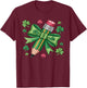 Teacher St. Patrick’s Day Pencil with Bow Shamrock Graphic T-Shirt - T-Shirt | Maroon