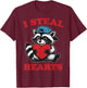 I Steal Hearts Raccoon Baby Boy Valentines Toddler Kids T-Shirt - T-Shirt | Maroon