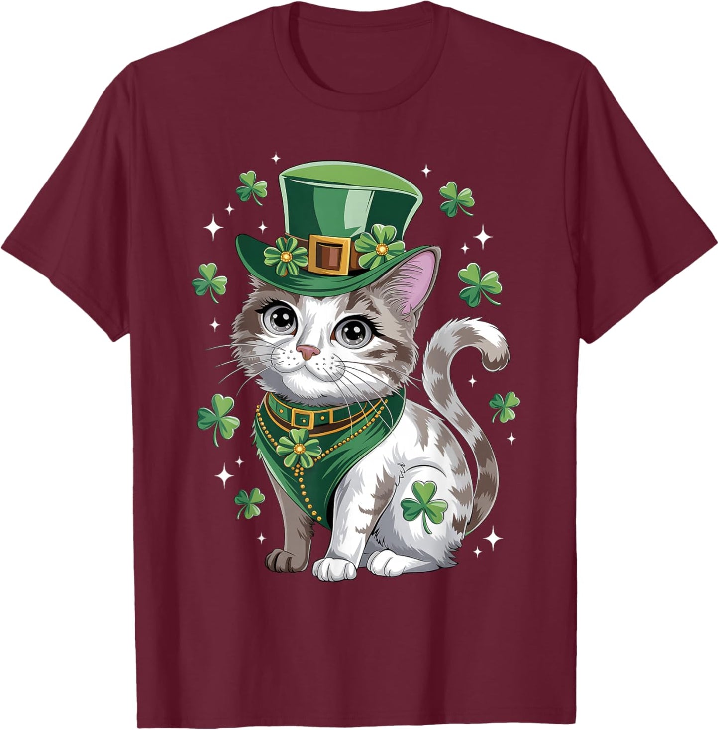 St Patricks Day Cat Leprechaun St Paddys Day St Catricks Day T-Shirt - T-Shirt | Maroon