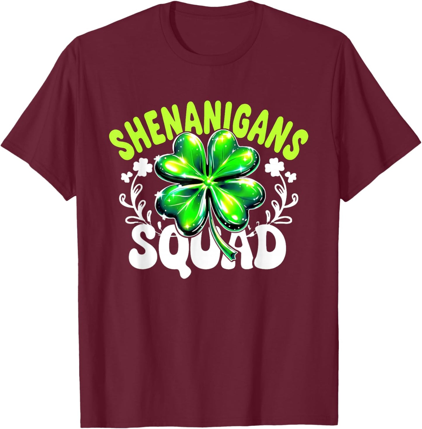 Shenanigans Squad Cute Gnome Irish Shamrock St Patrick’s Day T-Shirt - T-Shirt | Maroon