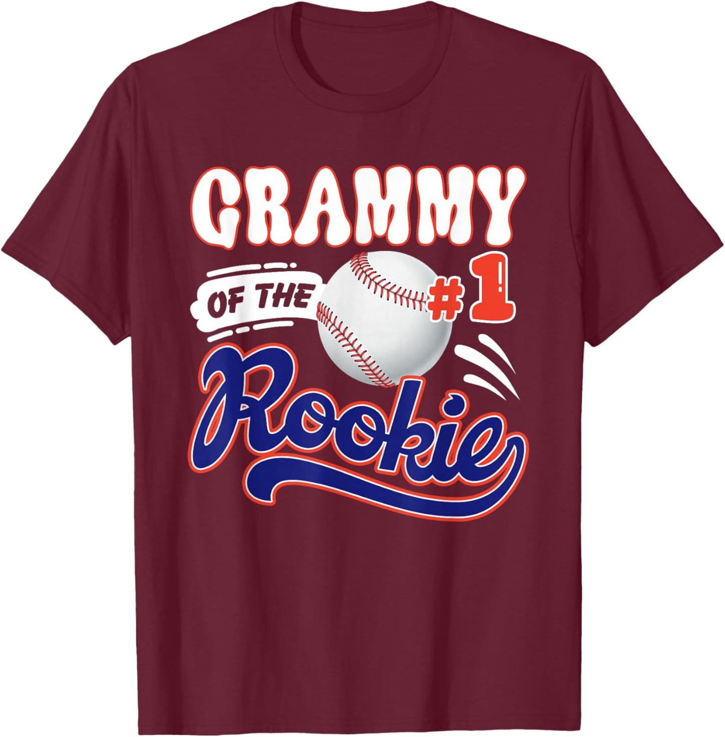 Grammy Rookie of Year 1st Birthday Baseball Theme Matching T-Shirt - T-Shirt | Maroon
