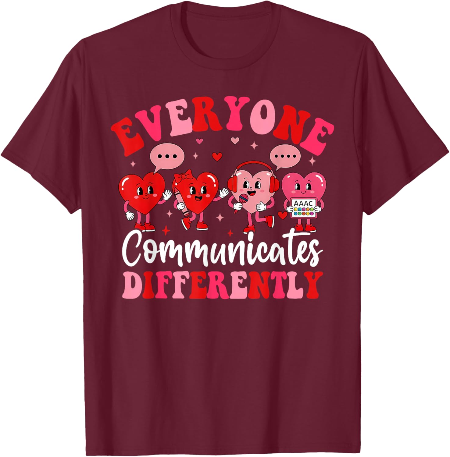 Speech Therapy SLP Communication Valentines Autism T-Shirt - T-Shirt | Maroon