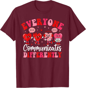 Speech Therapy SLP Communication Valentines Autism T-Shirt - T-Shirt | Maroon