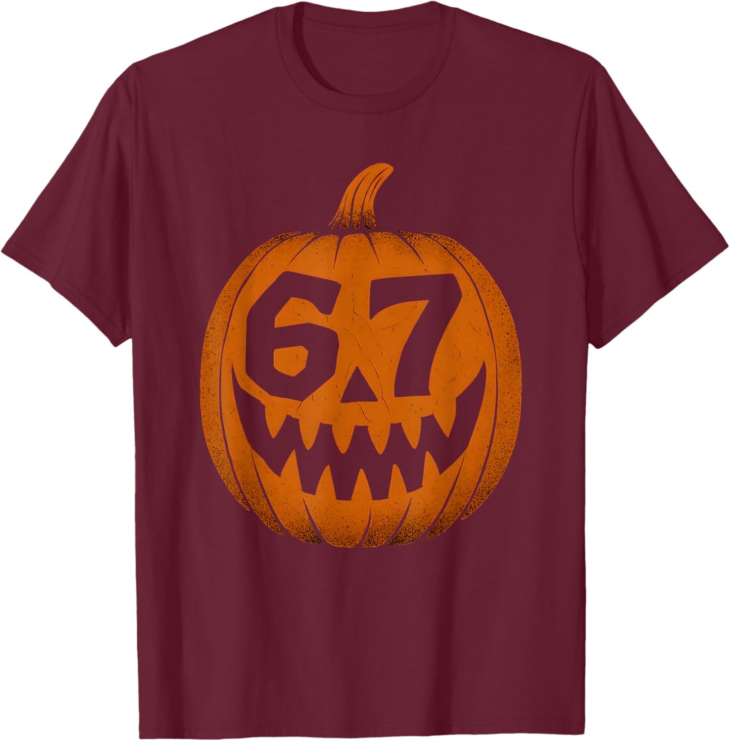 67 Meme Halloween Pumpkin 6 7 Brainrot Six Seven Teen Boys T-Shirt - T-Shirt | Maroon