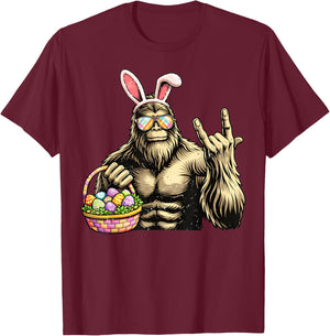 Funny Bigfoot Easter Egg Rock Sasquatch Easter Day T-Shirt - T-Shirt | Maroon