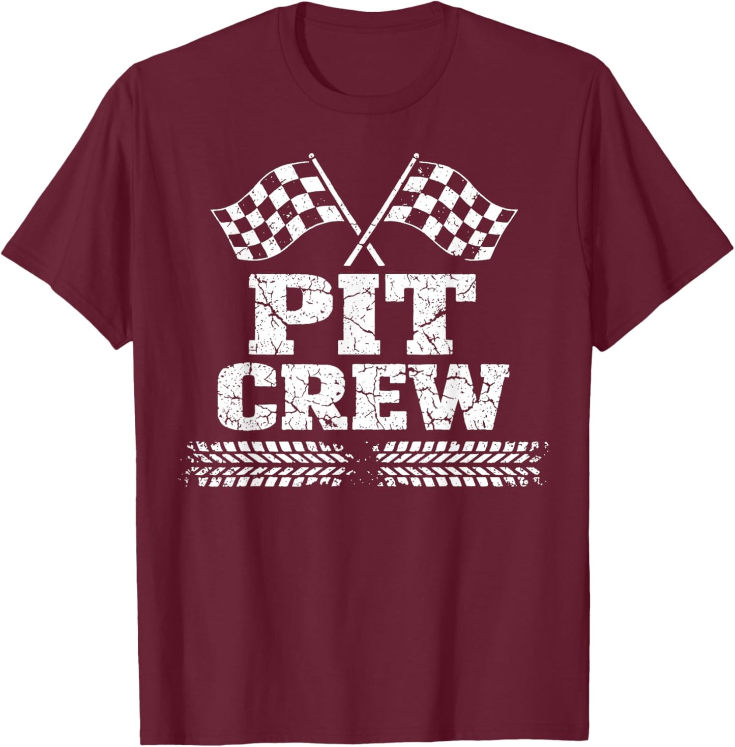 Pit Crew Birthday Party Family Matching Race Car Racing T-Shirt - T-Shirt | Maroon