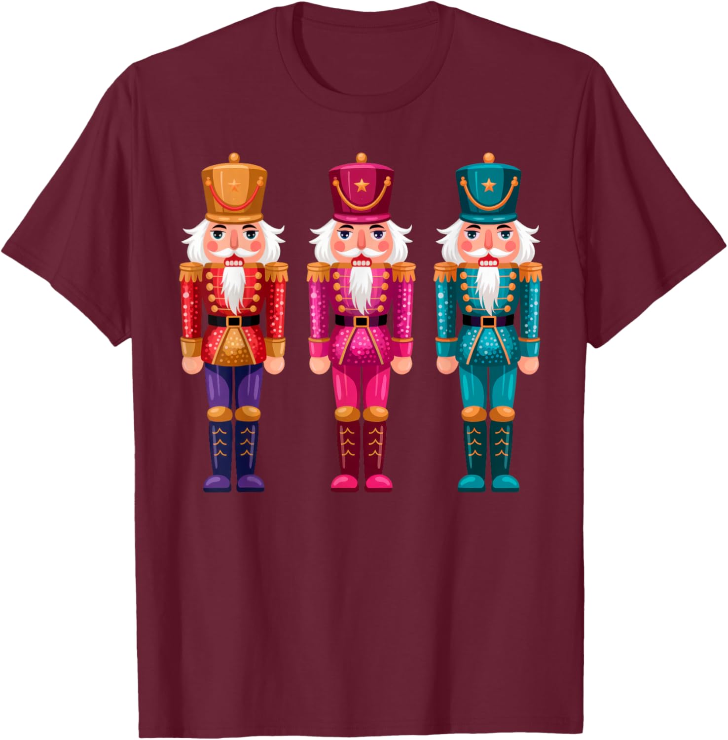 Nutcracker Christmas 2025 Xmas Pajamas Women Kids T-Shirt - T-Shirt | Maroon