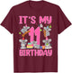 11 Year Old Birthday Girl 11th Birthday Koala Theme Party T-Shirt - T-Shirt | Maroon