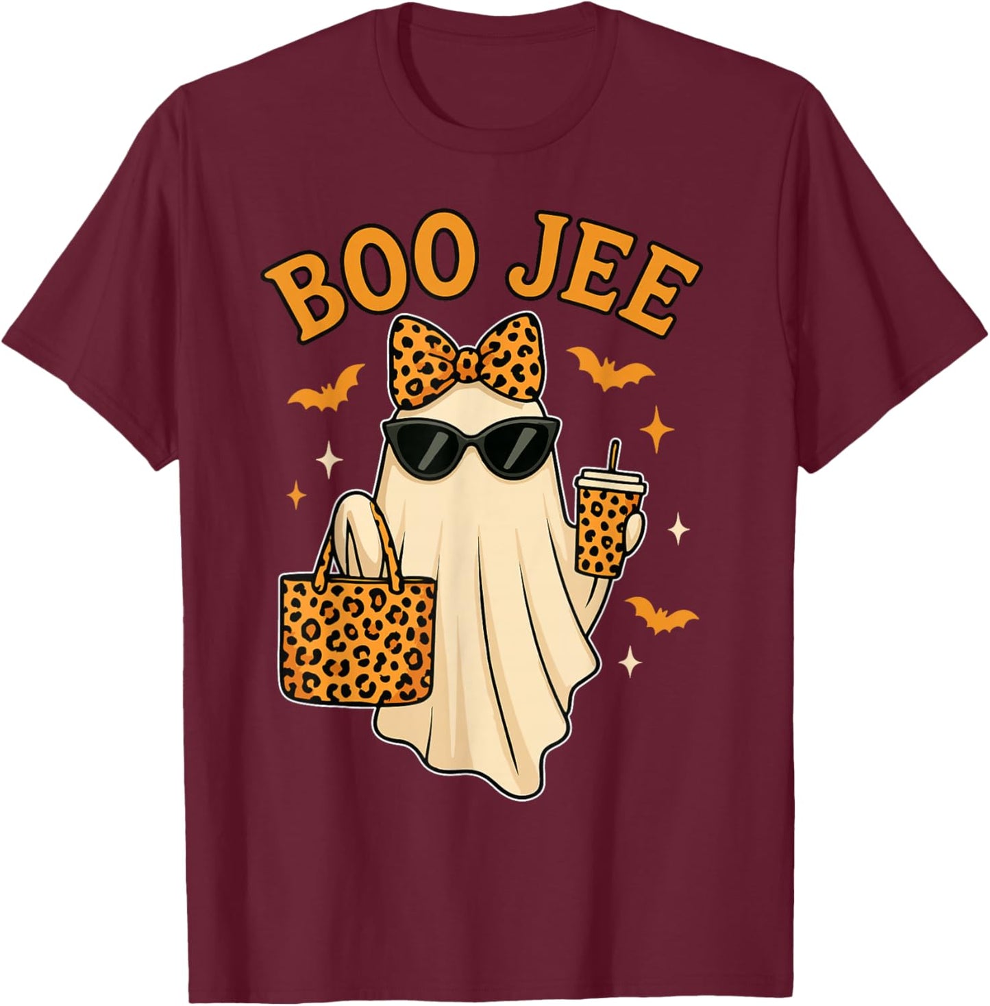 Boojee Ghost Halloween Shirt Women Girls Boo JEE Ghost Kids T-Shirt - T-Shirt | Maroon