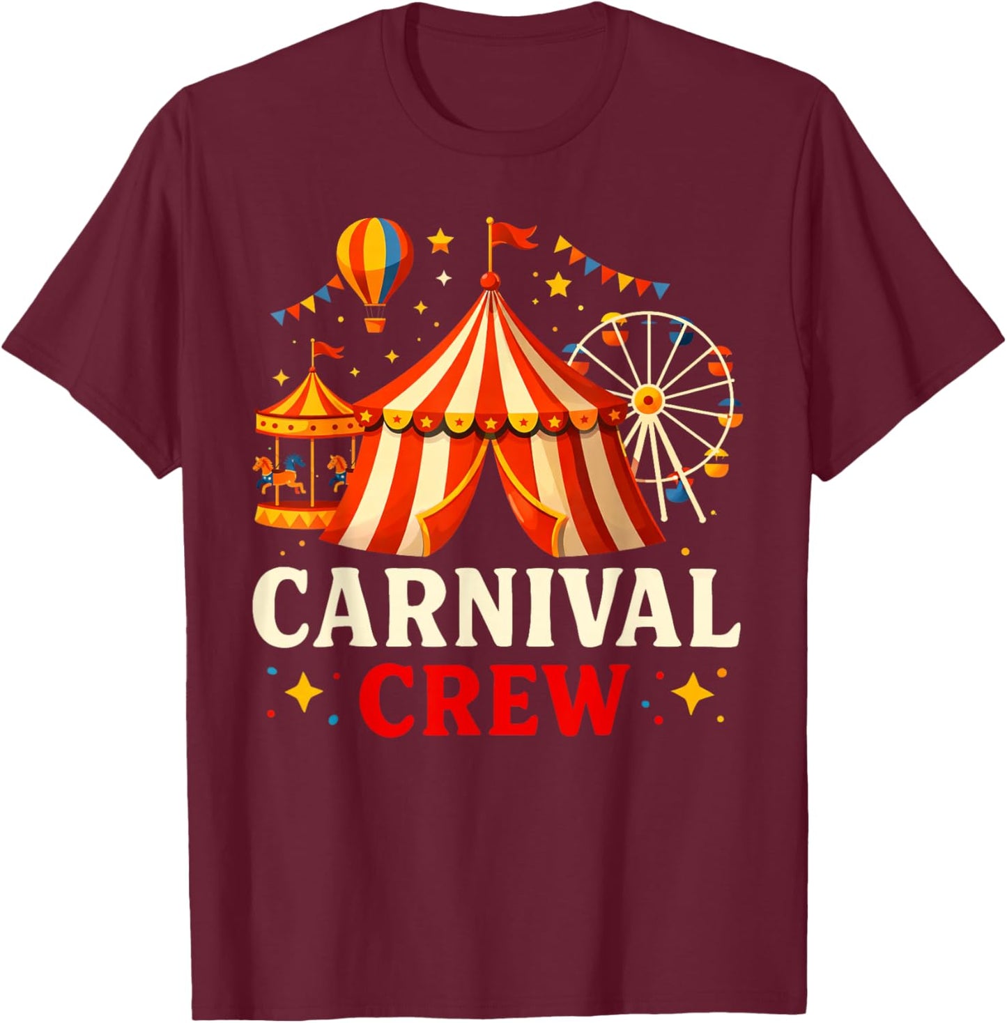 Carnival Crew Party Themed Funny Circus Staff Kid Boys Girls T-Shirt - T-Shirt | Maroon