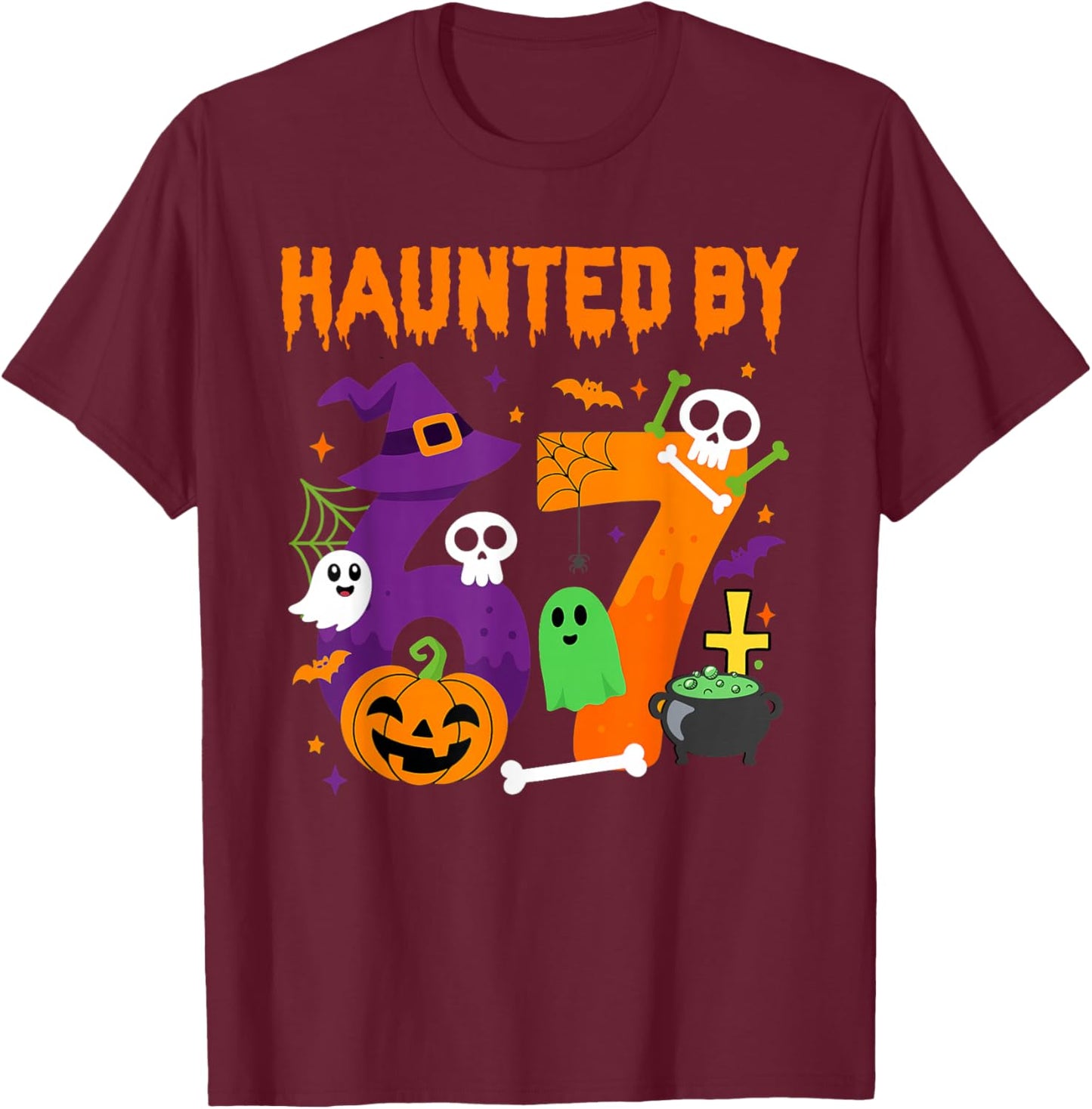 Haunted by 67 Funny Six Seven Meme 6 7 Halloween Costume T-Shirt - T-Shirt | Maroon