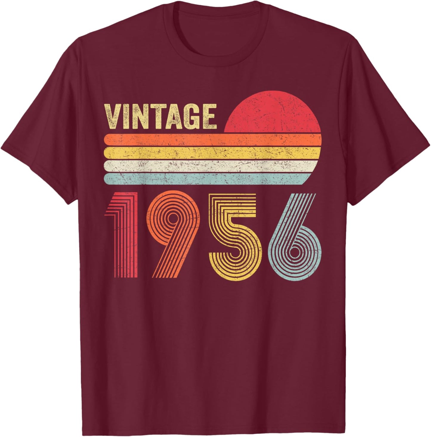 Vintage 1956 70th Birthday Gift Men Women 70 Years Old T-Shirt - T-Shirt | Maroon