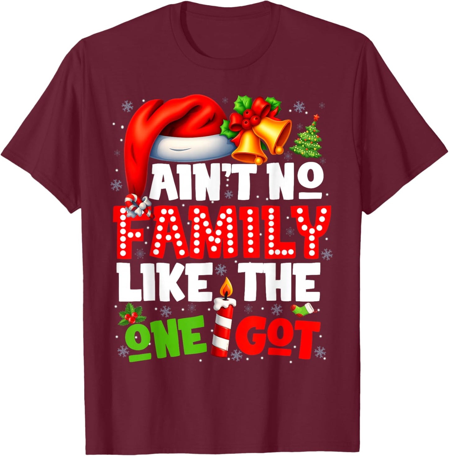 Family Matching Christmas 2025 Funny Pajamas PJs Outfit Gift T-Shirt - T-Shirt | Maroon