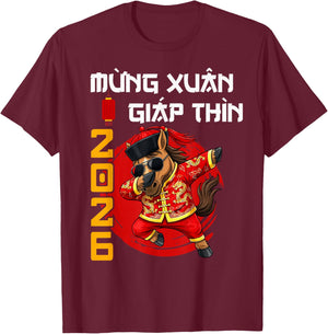 Year of The Horse 2026 Vietnamese Lunar New Year 2026 T-Shirt - T-Shirt | Maroon