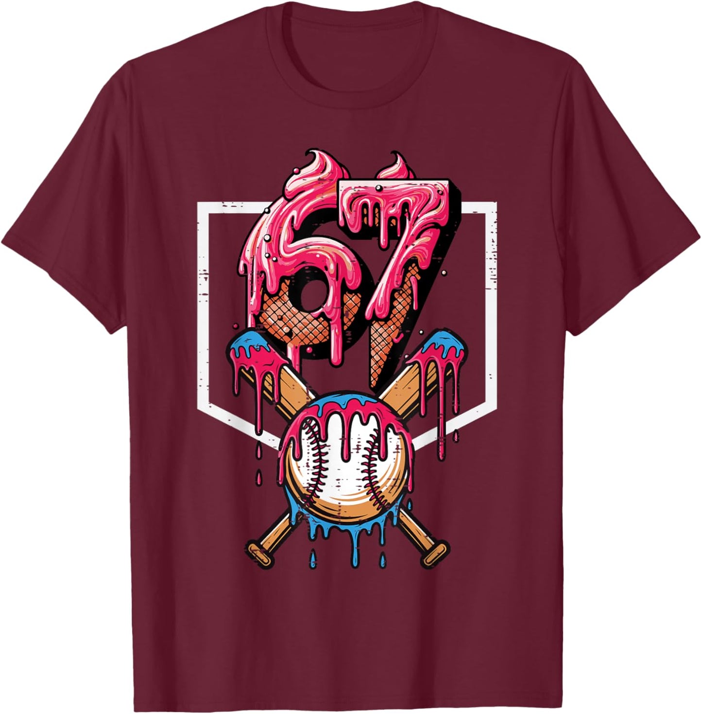 67 Meme Funny 6 7 Men Women Kids Youth Boys Girls Teen T-Shirt - T-Shirt | Maroon