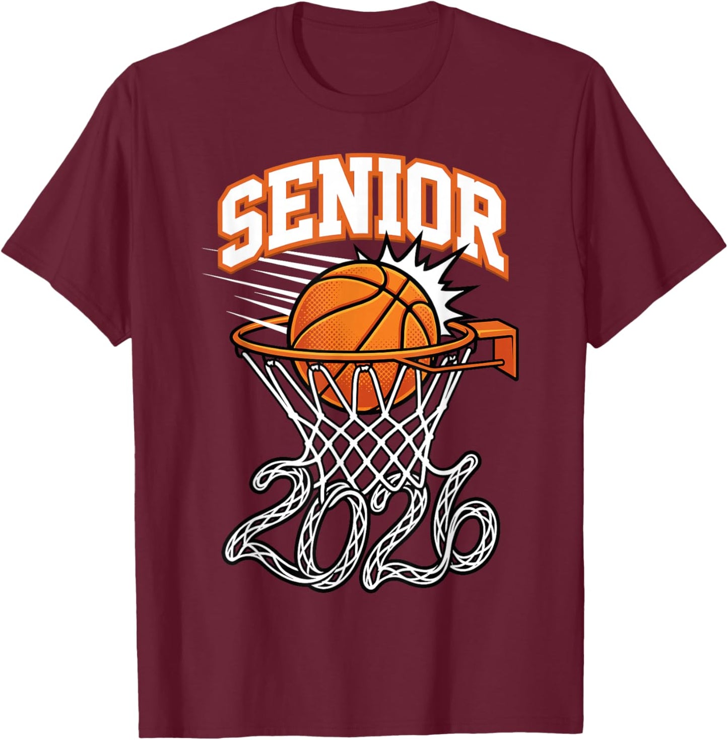 Class of 2026 Graduation Senior 26 Basketball Outfit T-Shirt - T-Shirt | Maroon