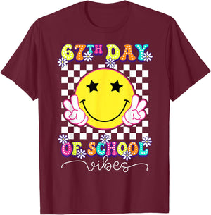 67th Day of School Vibes Funny Six Seven 67 Meme Slang T-Shirt - T-Shirt | Maroon