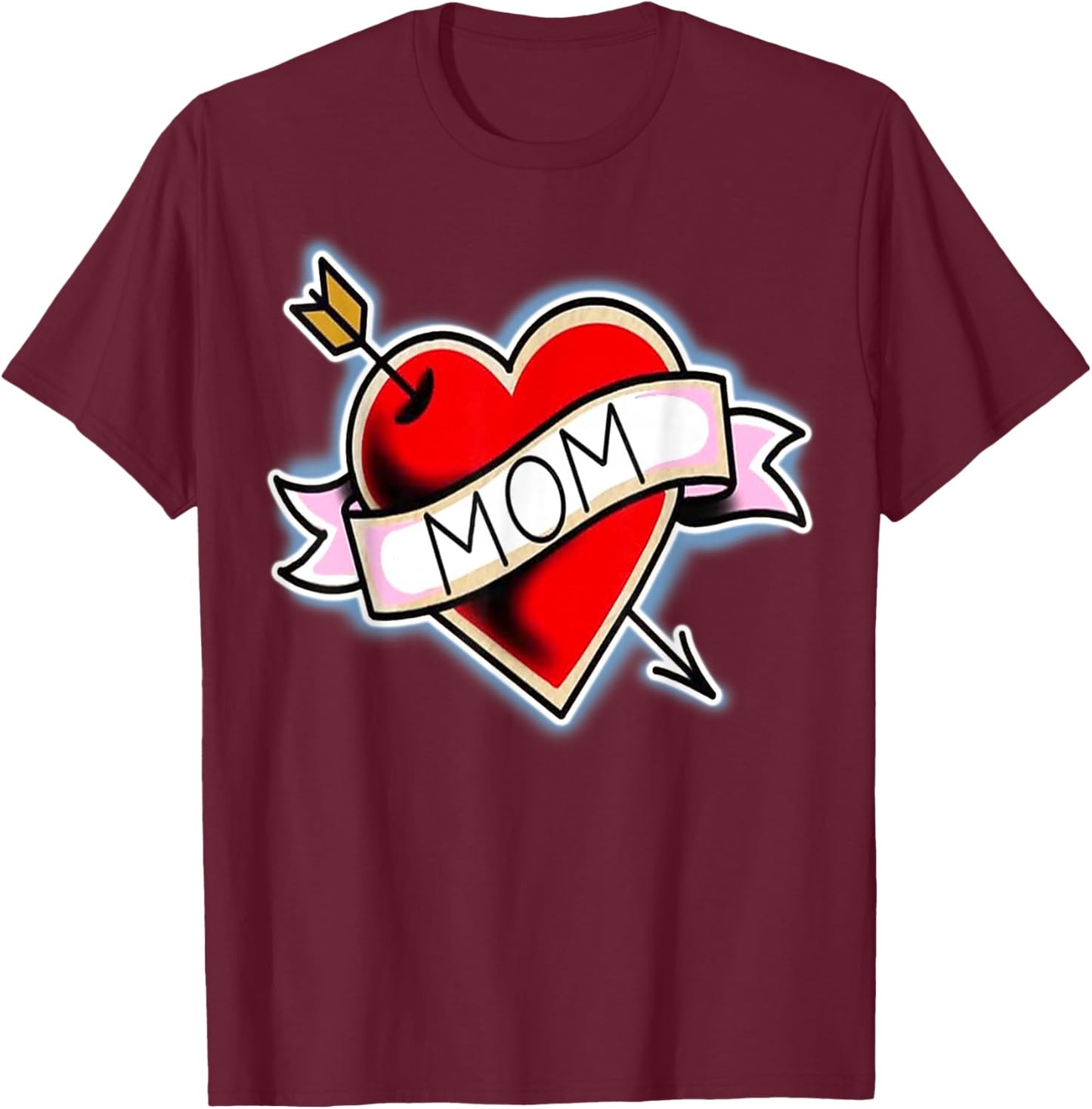 Mom Heart Classic Tattoo Flash T-Shirt - T-Shirt | Maroon