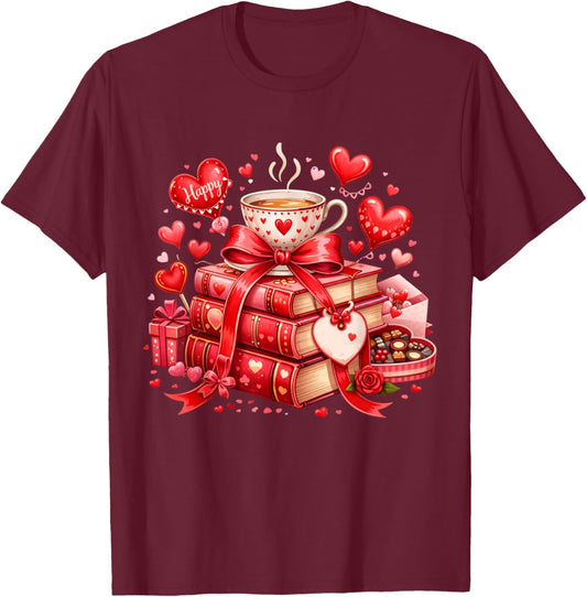 Valentine Coffee Lover Teacher Outfit Women Cute Look T-Shirt - T-Shirt | Maroon