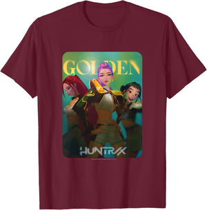 Kpop Demon Hunters Halloween Huntrix Golden Photocard T-Shirt - T-Shirt | Maroon
