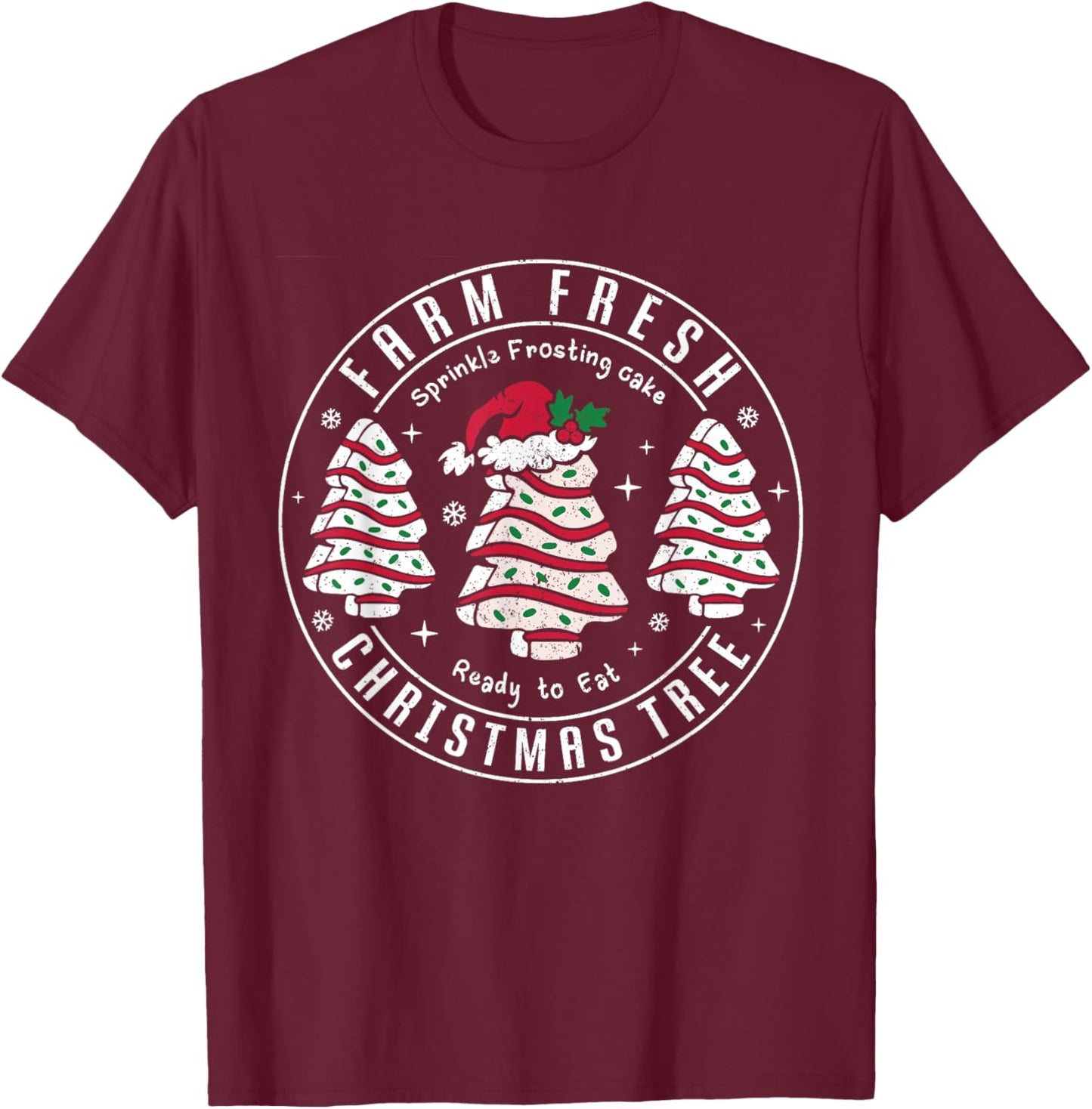 Farm Fresh Christmas Tree Cakes Retro Xmas Tree Farm Pajamas T-Shirt - T-Shirt | Maroon