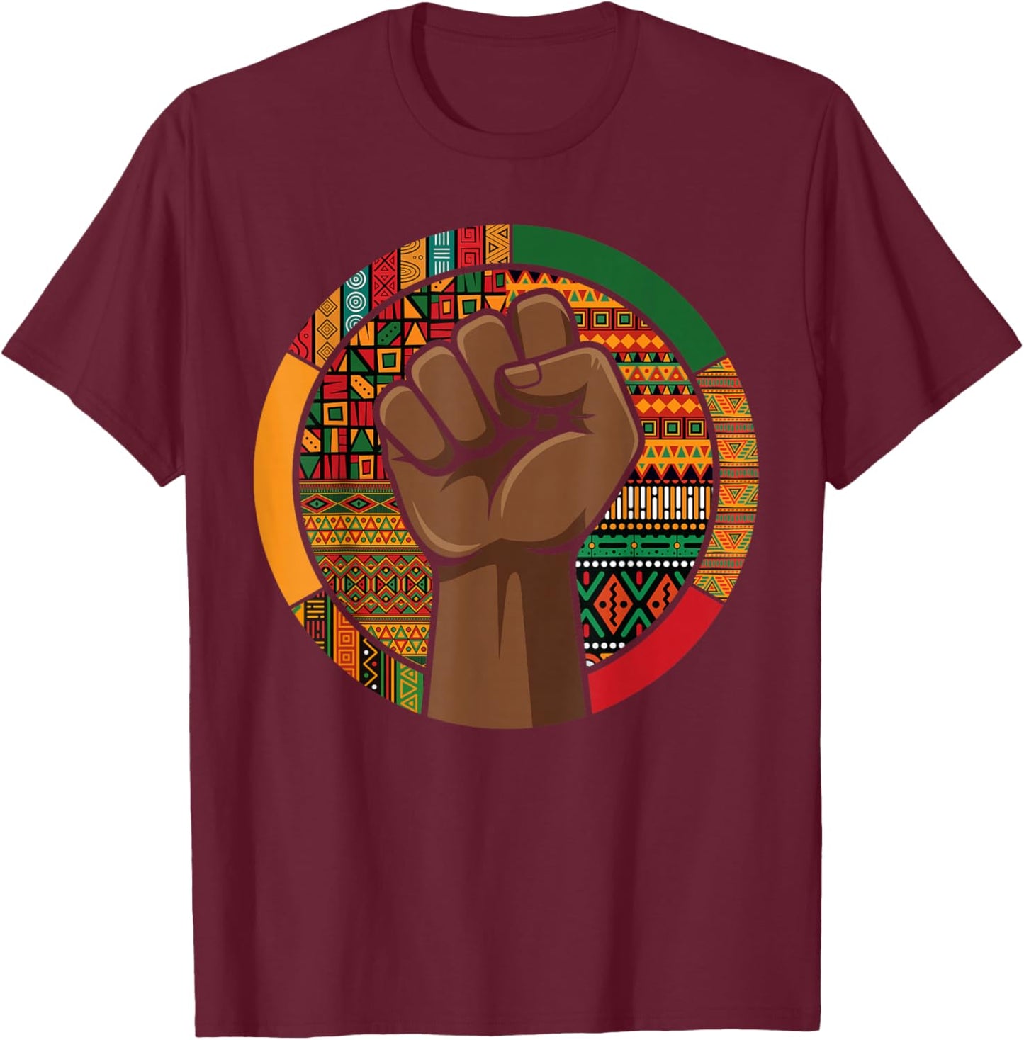 Melanin Fist Black History Month Afro American African Pride T-Shirt - T-Shirt | Maroon