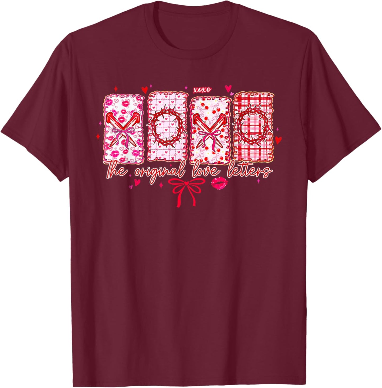 XOXO The Original Love Letters Valentine Jesus Bible Verse T-Shirt - T-Shirt | Maroon