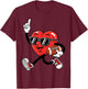 Valentines Day Heart American Football Player Men Boys Kids T-Shirt - T-Shirt | Maroon